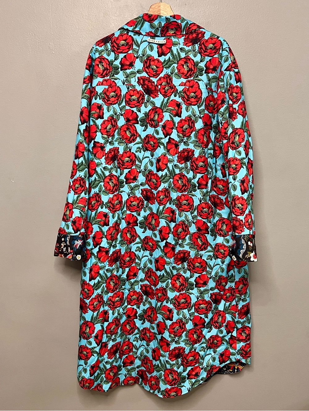 NWOT Alice + Olivia Zazie Reversible Floral Print Twill Barn Maxi Coat Large - Picture 6 of 14